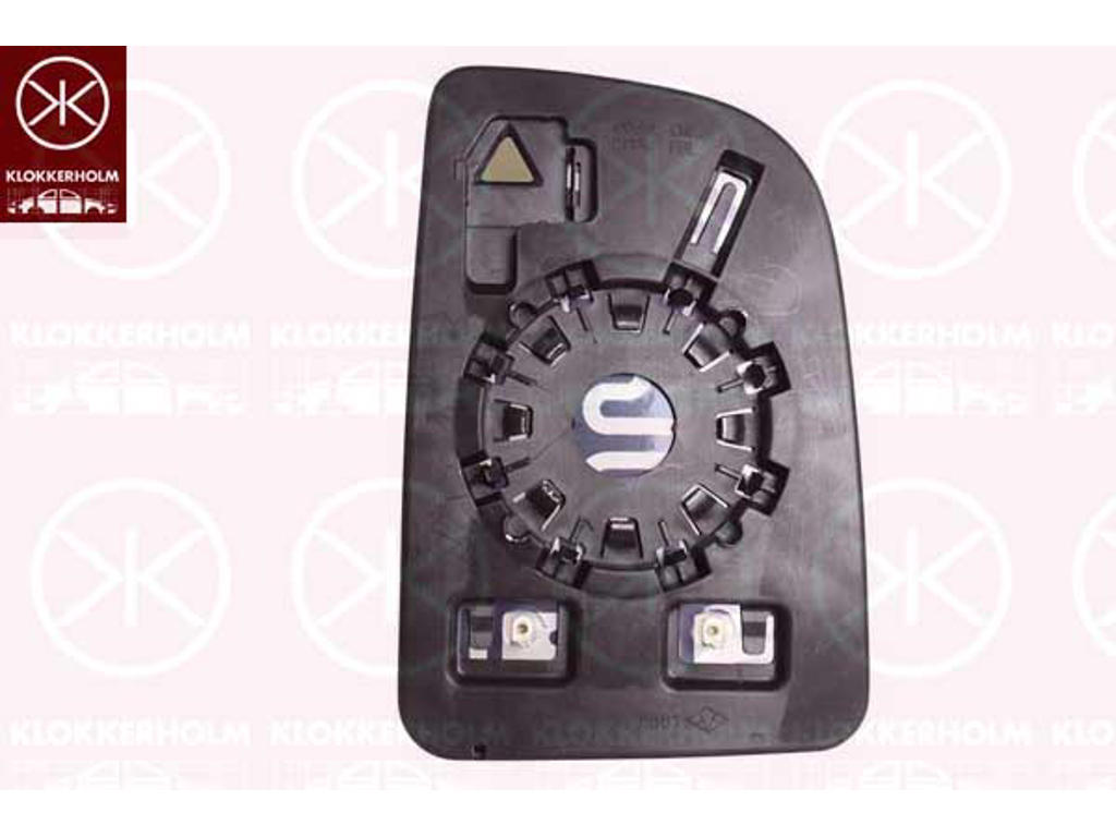 Mirror Glass, exterior mirror, Left, Short mirror arm, Heatable, Convex