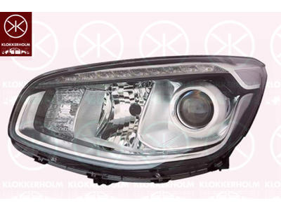 Headlight, Right, Illuminance [lx]: 20, H7/H7, with daytime running light (LED), Housing Colour: black, without motor for headlamp levelling, Seogu