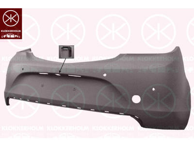Bumper, w/primer, Rear, with hole(s) for park distance control, Trim Level: bakkamera, not for trim level: OPC