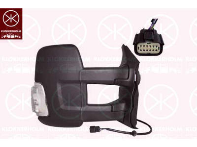 Exterior Mirror, Right, for electric mirror adjustment, Long mirror arm, Number of pins: 6, Heatable, with indicator, Indicator Colour: white, WY5W, Convex