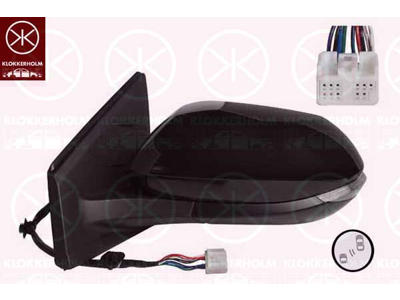 Exterior Mirror, Left, Heatable blind spot mirror, for electric mirror adjustment, Electronically foldable, Number of pins: 9, with indicator, Convex, w/primer