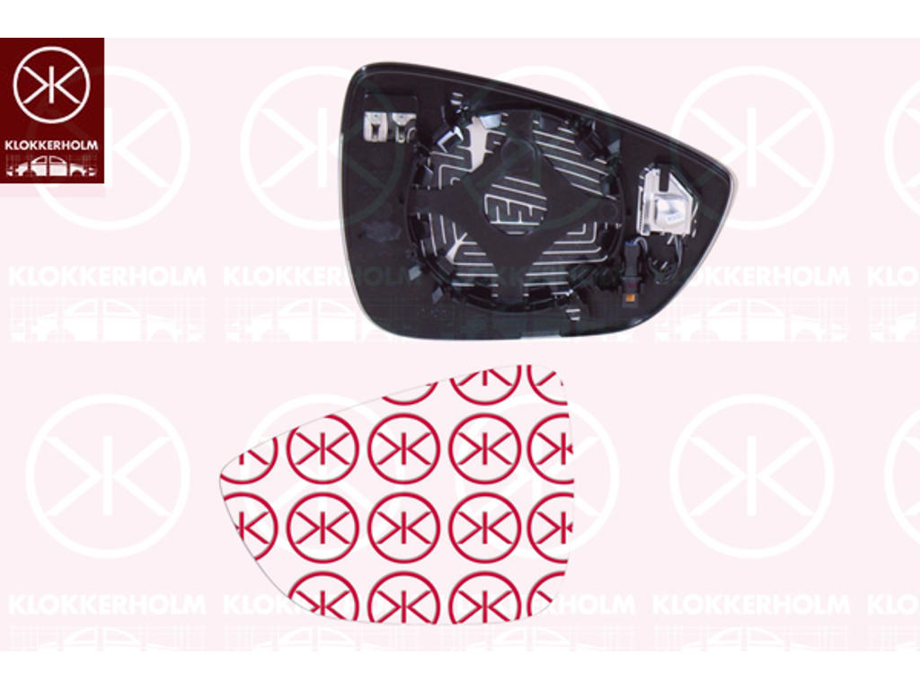 Mirror Glass, exterior mirror, for vehicles with drive assistance system, Left, Heatable, Convex