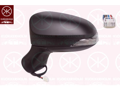 Exterior Mirror, Left, for electric mirror adjustment, Number of pins: 7, with indicator, Heatable, w/primer, Aspherical