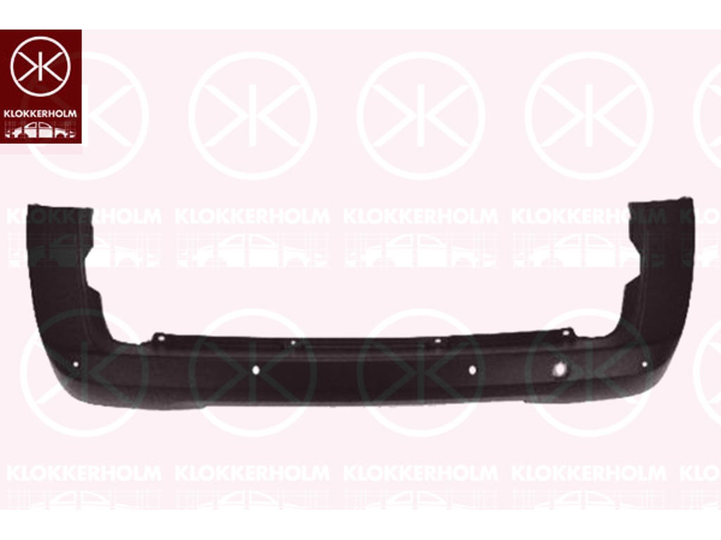 Bumper, CARGO, Rear, black, with hole(s) for park distance control