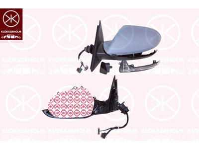 Exterior Mirror, Left, Number of pins: 12, Number of pins: 2, Electronically foldable, for vehicles with lane keeping assist, Heatable, Aspherical, w/primer