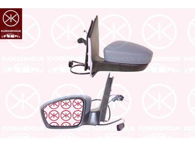 Exterior Mirror, Left, Control: cable pull, Number of pins: 4, Aspherical, w/primer