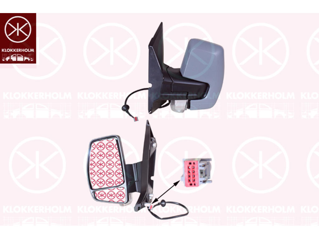 Exterior Mirror, Right, for electric mirror adjustment, Electronically foldable, Number of pins: 8, with indicator, Heatable, w/primer, Convex