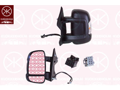 Exterior Mirror, Left, Electronically foldable, Short mirror arm, Length [cm]: 8, Number of pins: 8, Number of pins: 4, Heatable, with thermo sensor, with indicator, W16W, Convex