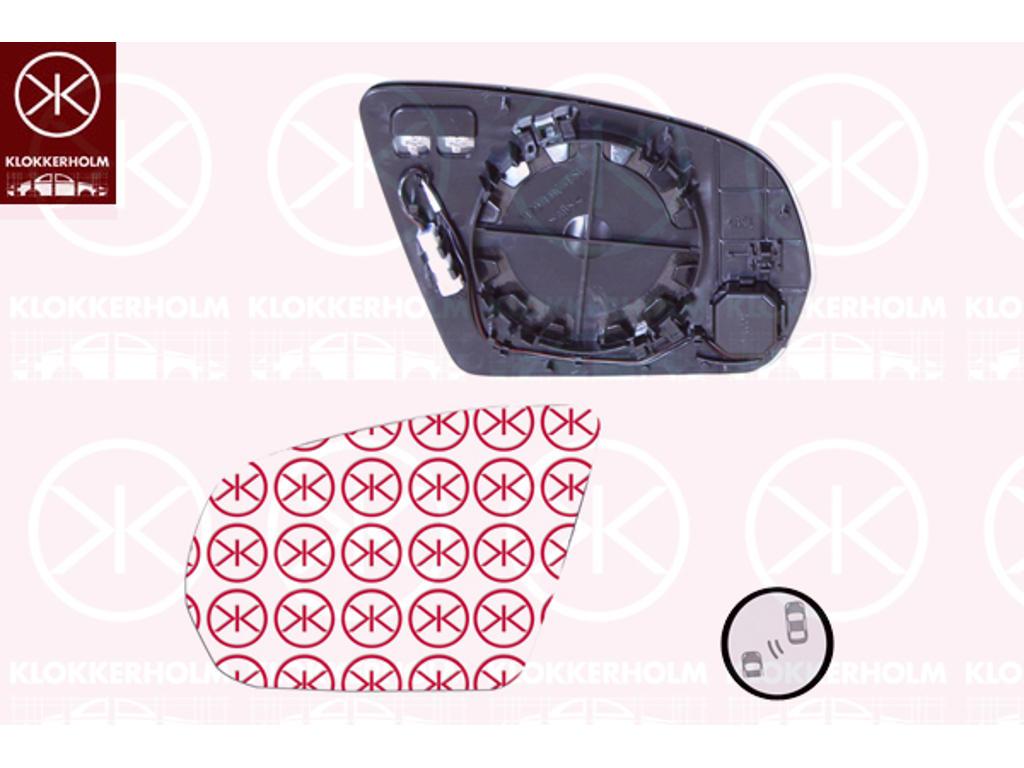 Mirror Glass, exterior mirror, Left, Automatic dimming, Heatable blind spot mirror, Number of pins: 6, Aspherical