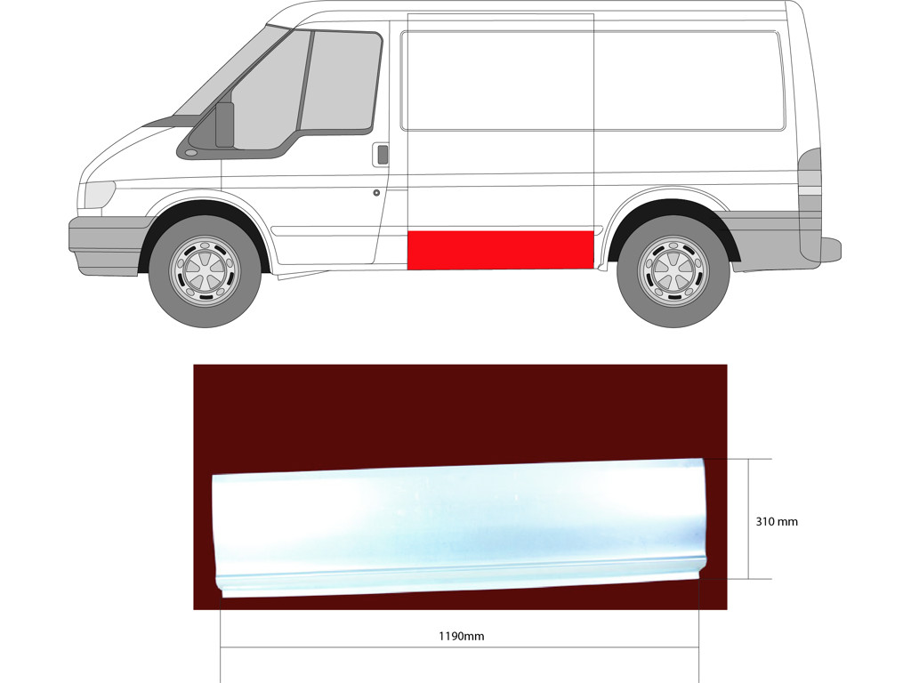 Quarter Panel, Left, for vehicles without sliding door, Lateral Panel, Lower Section, Length [cm]: 119, Height [cm]: 31