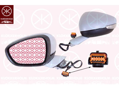 Exterior Mirror, Left, for electric mirror adjustment, Number of pins: 6, Heatable, w/primer, Convex