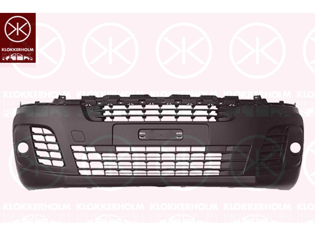 Bumper, Front, black, with hole(s) for fog lights
