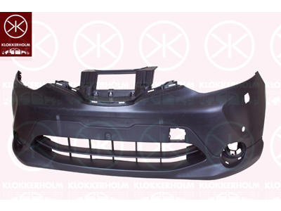 Bumper, Front, with hole(s) for park distance control, with hole(s) for washer nozzle, Number of bores: 2, black