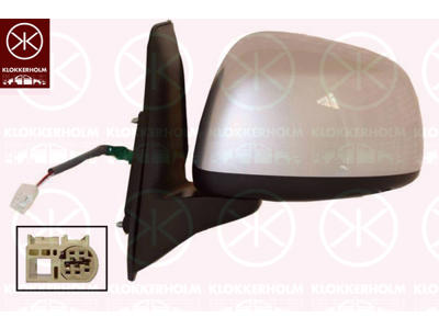 Exterior Mirror, w/primer, for electric mirror adjustment, Convex, Left, Connector Shape: round, Number of pins: 3