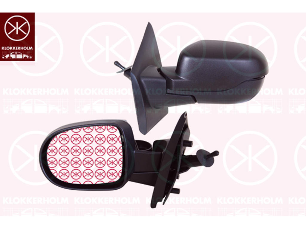 Exterior Mirror, Left, Control: cable pull, black, Aspherical