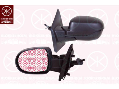 Exterior Mirror, Left, Control: cable pull, black, Aspherical