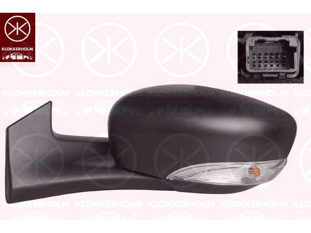 Exterior Mirror, Left, for electric mirror adjustment, with indicator, WY5W, Number of pins: 7, black, Heatable, Aspherical