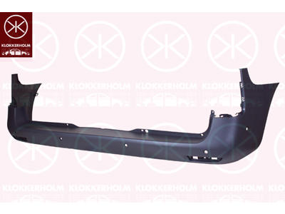 Bumper, with hole(s) for park assist (parallel parking), for vehicles with blind spot assistant, Rear, grey, Wheelbase: short wheelbase