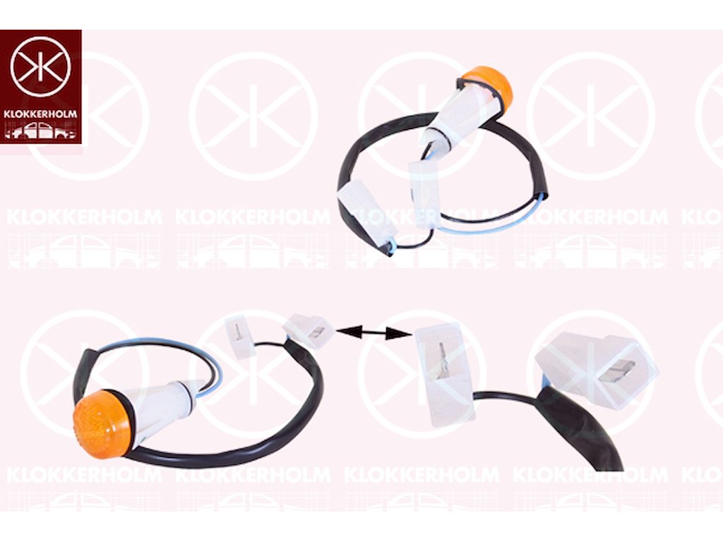 Фонарь указателя поворота, с держателем лампы, желтый, с обеих сторон