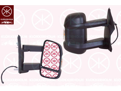 Exterior Mirror, Right, for electric mirror adjustment, Long mirror arm, Length [cm]: 21, Number of pins: 8, Heatable, with indicator, W16W, Convex