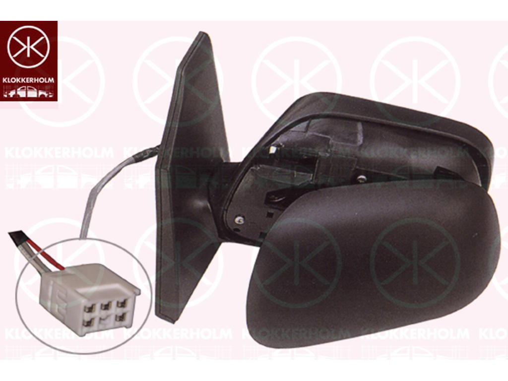 Exterior Mirror, for electric mirror adjustment, Convex, Heatable, Right, Number of pins: 5, Connector Shape: rectangular