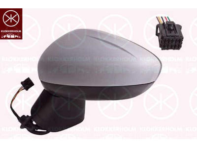 Exterior Mirror, Left, for electric mirror adjustment, Number of pins: 5, Heatable, w/primer, Convex