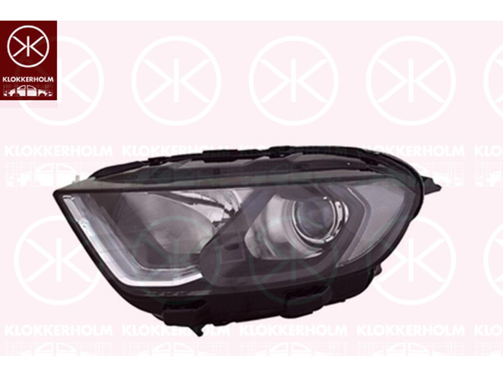 Headlight, Right, H1, Lamp Type: H18, Optical Impression: black, with daytime running light (LED), with motor for headlamp levelling