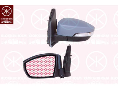 Exterior Mirror, Left, for electric mirror adjustment, Electronically foldable, with reading light, Number of pins: 8, w/primer, Heatable, Aspherical