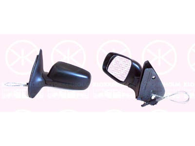 Exterior Mirror, Left, Control: cable pull, w/primer, black, Plan
