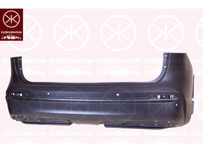 Bumper, w/primer, Rear, with holes for trim/protective strip, with hole(s) for park distance control