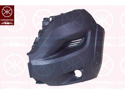 Bumper, grey, Left Front, with hole(s) for fog lights, with holes for trim/protective strip, Outer section