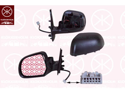 Exterior Mirror, Left, for electric mirror adjustment, Number of pins: 5, Heatable, w/primer, Aspherical
