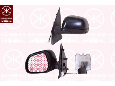 Exterior Mirror, Right, for electric mirror adjustment, with thermo sensor, Number of pins: 7, Heatable, Convex, w/primer