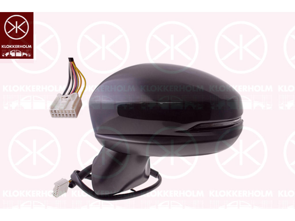 Exterior Mirror, Left, Electronically foldable, with indicator (LED), w/primer, Heatable, Aspherical
