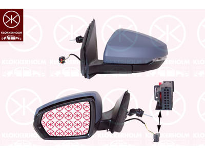 Exterior Mirror, Left, Control: cable pull, w/primer, with indicator, Number of pins: 2, Aspherical