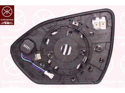 Mirror Glass, exterior mirror, Right, for vehicles with lane keeping assist, Heatable, Convex