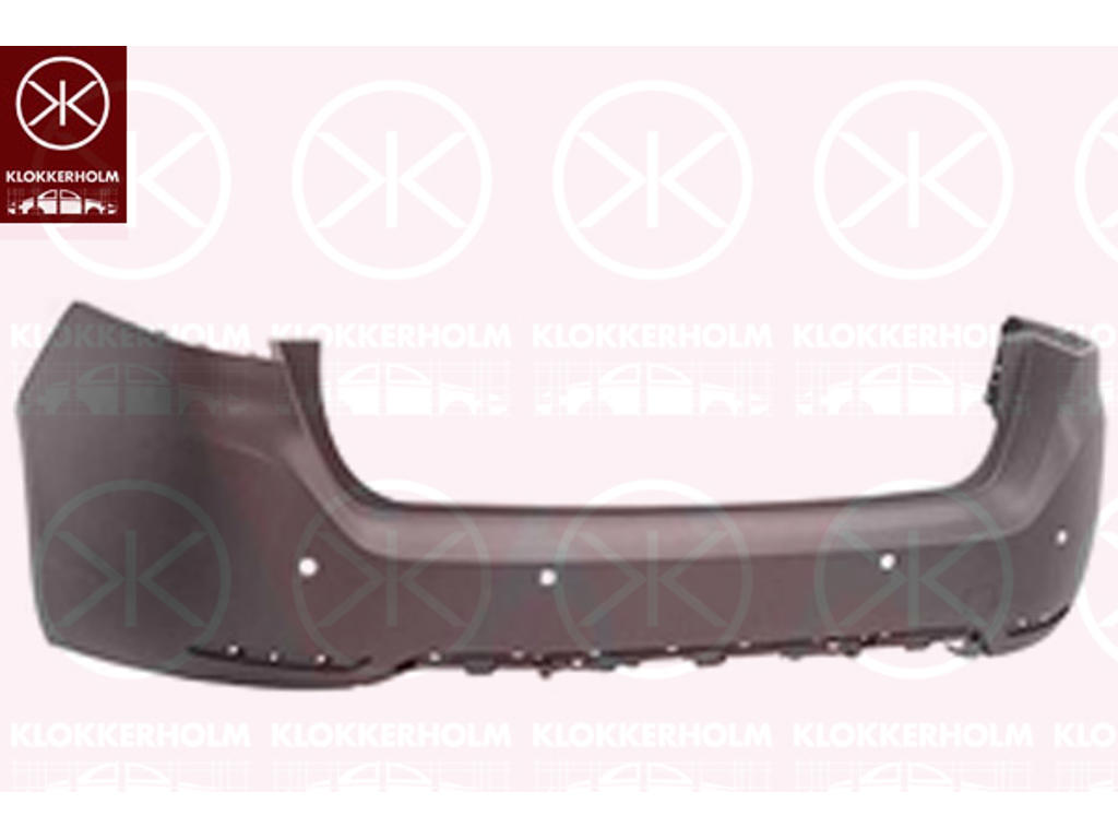 Bumper, w/primer, with hole(s) for park assist (parallel parking), Rear, Number of bores: 4