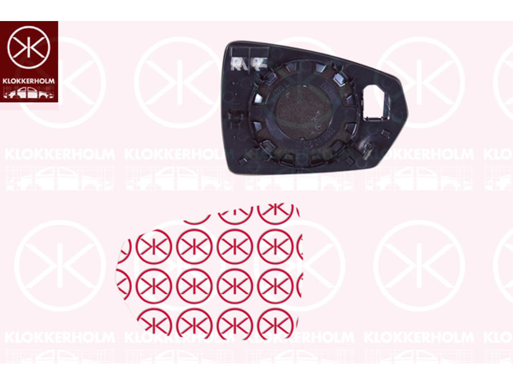 Mirror Glass, exterior mirror, Right, Heatable, Convex