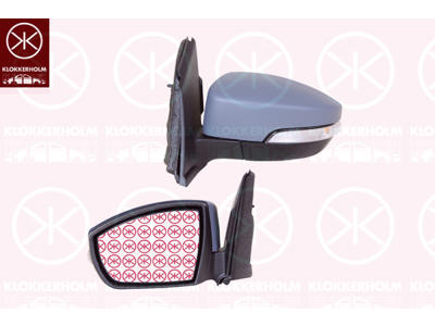 Exterior Mirror, Left, for electric mirror adjustment, Number of pins: 6, w/primer, Heatable, Aspherical