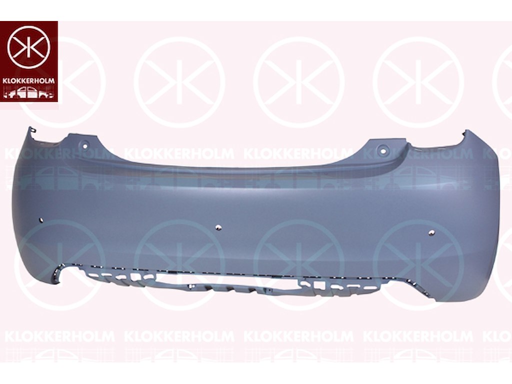 Bumper, w/primer, Rear, with hole(s) for park distance control, Number of bores: 3
