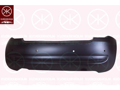 Bumper, w/primer, for vehicles with park distance control, Rear, Number of bores: 4