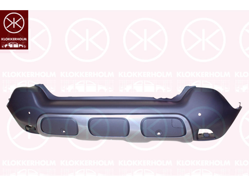 Bumper, Rear, with spoiler, with hole(s) for park distance control, Number of bores: 4