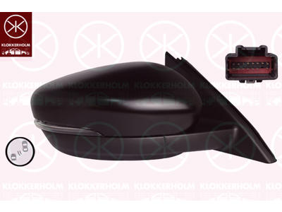 Exterior Mirror, Right, Electronically foldable, with memory, Number of pins: 13, with reading light, w/primer, Convex, Complete Mirror