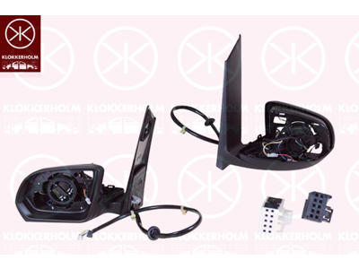 Exterior Mirror, for vehicles with drive assistance system, Left, Electronically foldable, Number of pins: 16, without mirror glass, without cap
