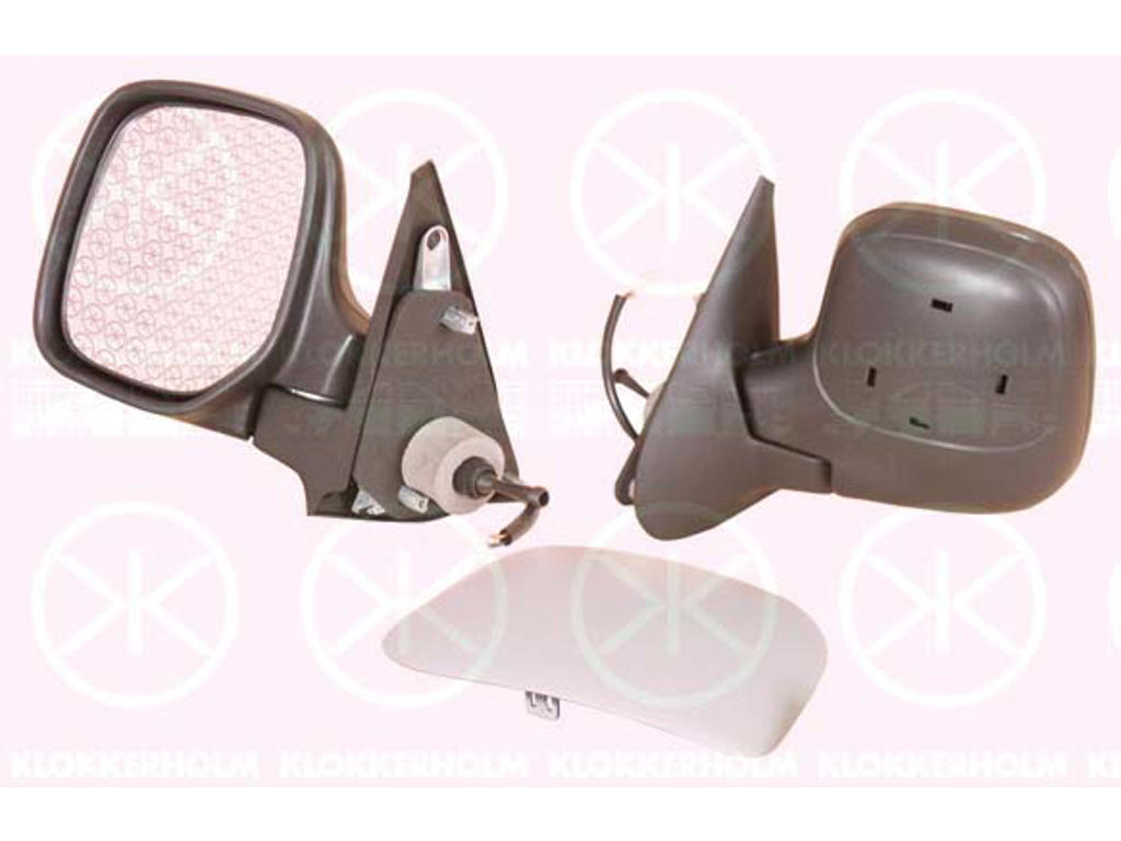 Exterior Mirror, w/primer, Control: cable pull, Convex, Heatable, Left