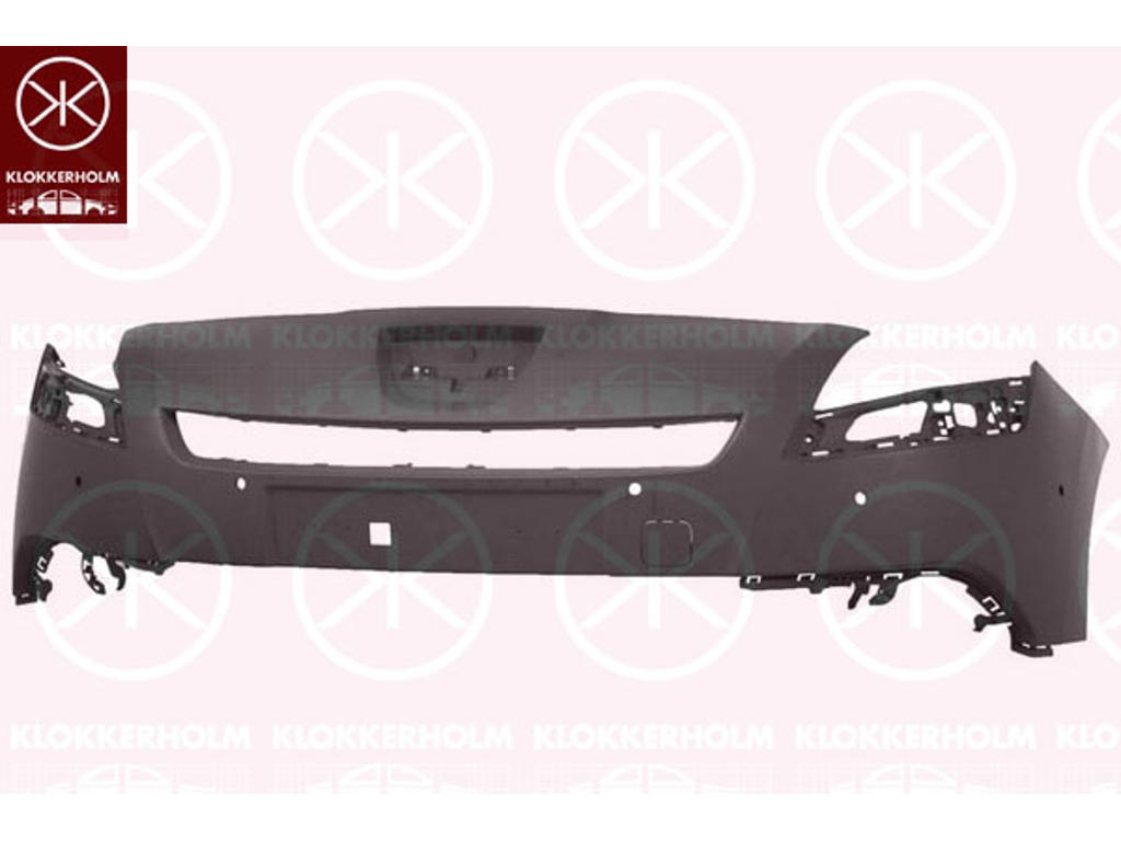 Bumper, Front, Upper section, for vehicles with park assist (parallel parking), Number of bores: 6, w/primer