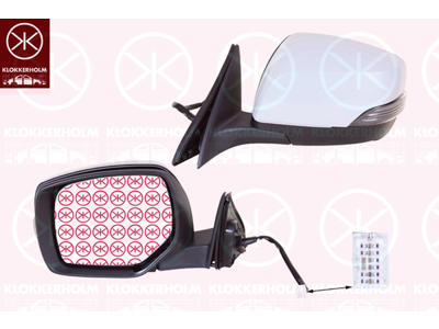 Utv.spegel, Höger, för el. spegelinställning, elektr. fällbar, Antal stickkontakter: 9, med blinkljus, uppvärmbar, konvex, m/grundlack