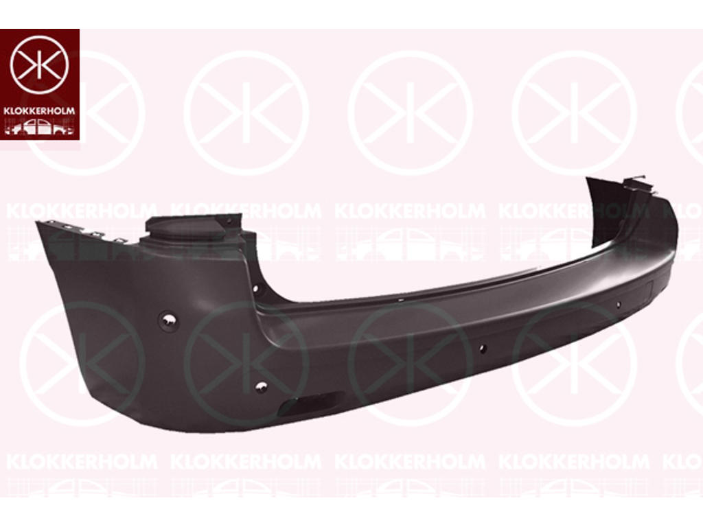 Bumper, short, for vehicles with blind spot assistant, with hole(s) for park distance control, Rear, black