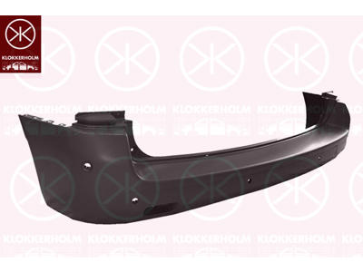 Bumper, short, for vehicles with blind spot assistant, with hole(s) for park distance control, Rear, black