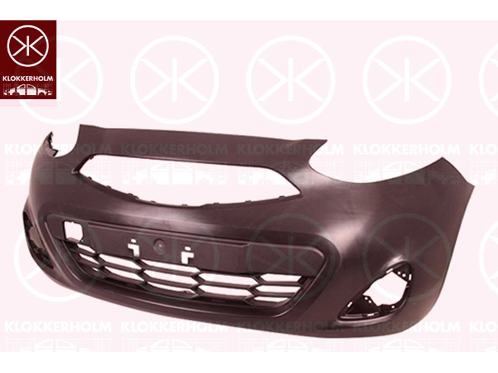 Bumper, Front, without holes for trim/protective strip, black